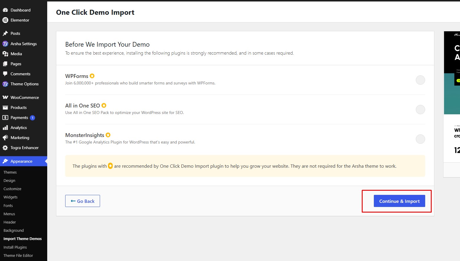 Confirm Import