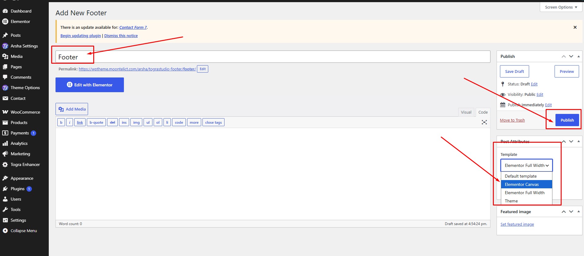 Publish Footer