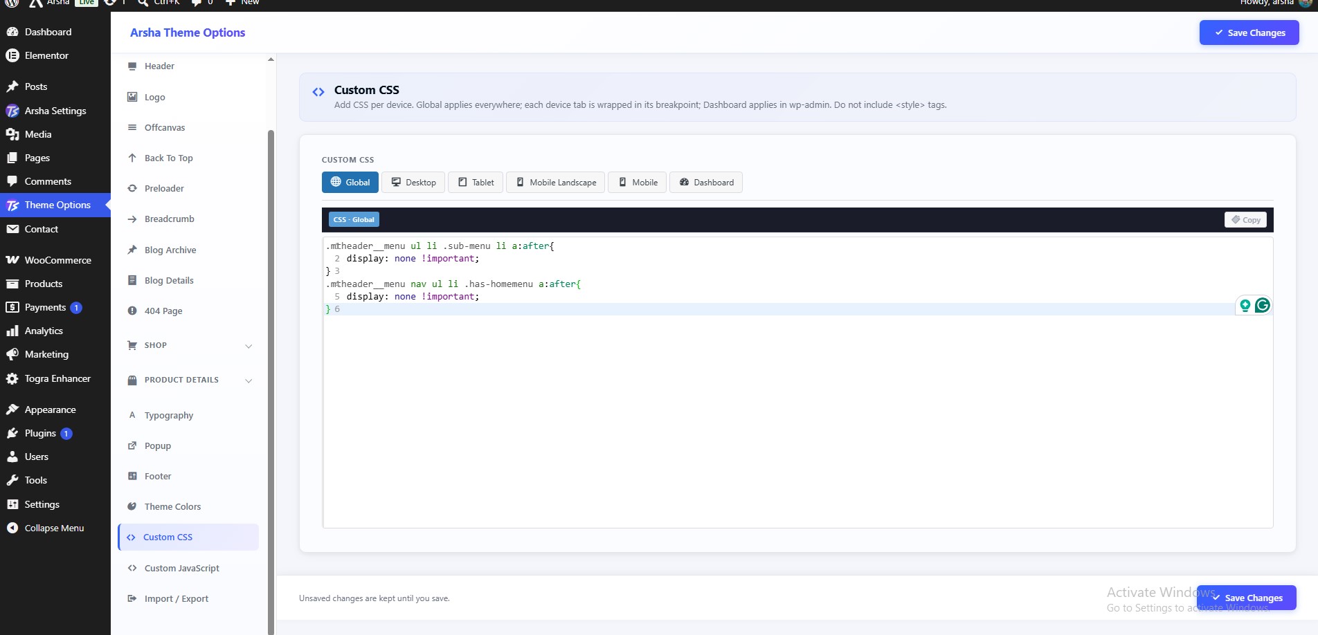 Custom CSS