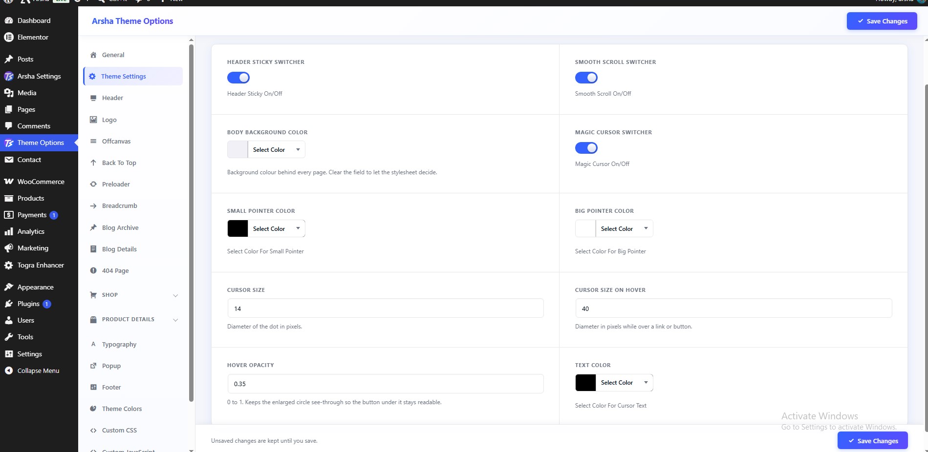Theme Settings